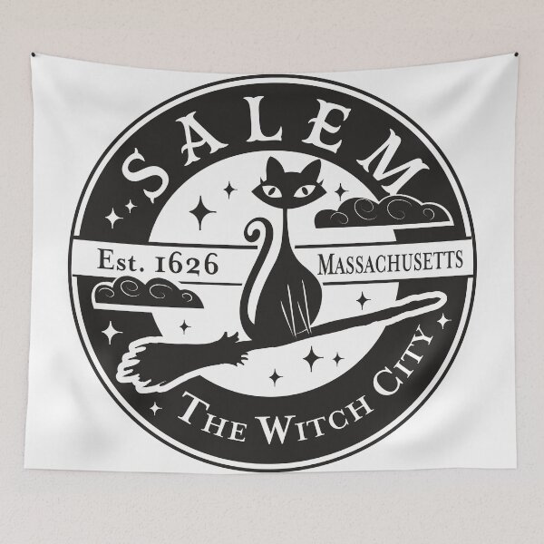 Item preview, Salem The Witch City Logo Design Black Cat on Broomstick designed and sold by Jdawnink.