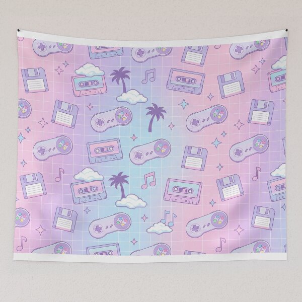 Item preview, Pastel Vaporwave Cozy Gaming Seamless Pattern | Retro Lo-Fi Aesthetic designed and sold by StickyGuys.
