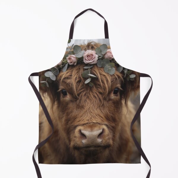 Item preview, Scottish Highland Cow Wall Art Rustic Farmhouse Animal Portrait Boho Cottage Artwork Floral Crown Photography Scotland Print designed and sold by Kzara Visual.