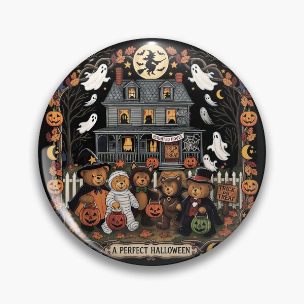 Item preview, Cute Funny Mummy Ghosts Trick-or-Treat Bears Haunted House designed and sold by gear-posters.
