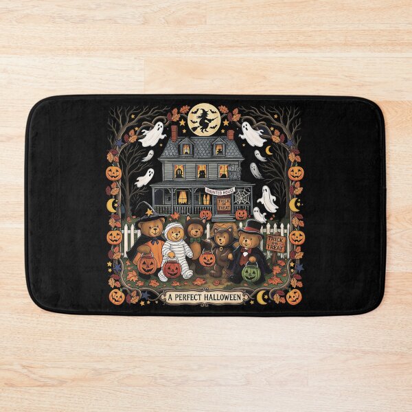 Item preview, Cute Funny Mummy Ghosts Trick-or-Treat Bears Haunted House designed and sold by gear-posters.