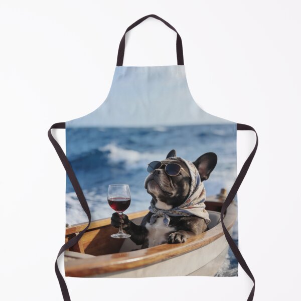 Item preview, French Bulldog Art For Coastal Living Room Decor Gift For Ocean Lover Funny Sailing Dog Print Luxury Yacht Artwork Beach House Gift Ocean Lover Poster designed and sold by Kzara Visual.