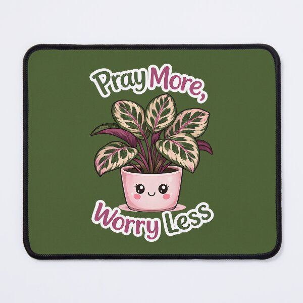 Item preview, Pray More, Worry Less – Cute Calathea Prayer Plant designed and sold by Stubblejumper Artworks.