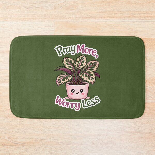 Item preview, Pray More, Worry Less – Cute Calathea Prayer Plant designed and sold by Stubblejumper Artworks.