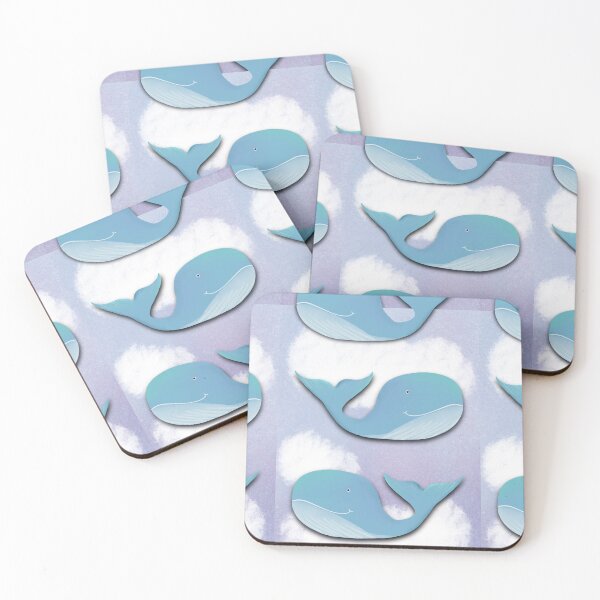 Item preview, Happy Watercolor Painterly Whale in the Sky with Clouds designed and sold by HydrangeaDelMar.