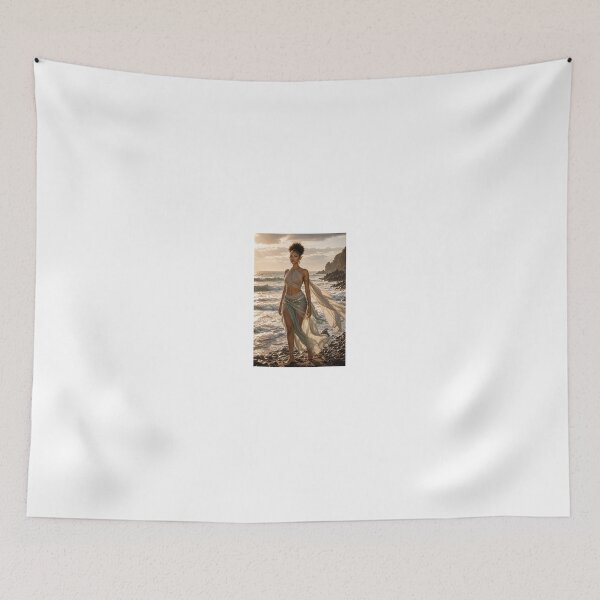 Item preview, Woman in flowing dress by ocean waves designed and sold by CathryneDelamort.