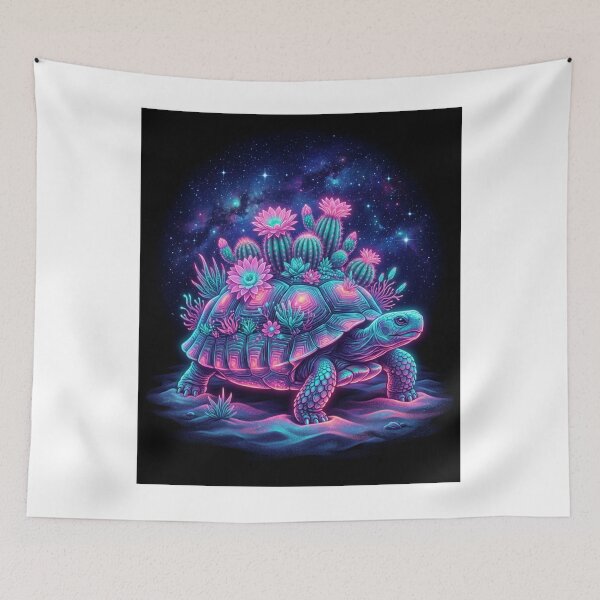 Item preview, Midnight Cactus Bloom Turtle designed and sold by OddlySticky.