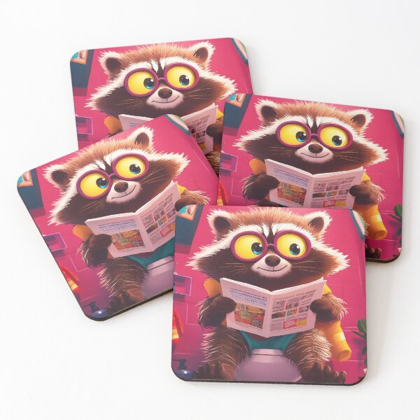 Item preview, Raccoon wildlife animal funny toilet newspaper bathroom cartoon humor designed and sold by juniorcastros.
