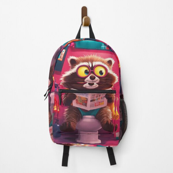 Item preview, Raccoon wildlife animal funny toilet newspaper bathroom cartoon humor designed and sold by juniorcastros.