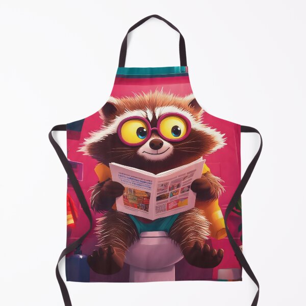 Item preview, Raccoon wildlife animal funny toilet newspaper bathroom cartoon humor designed and sold by juniorcastros.
