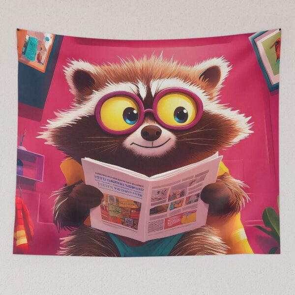 Item preview, Raccoon wildlife animal funny toilet newspaper bathroom cartoon humor designed and sold by juniorcastros.