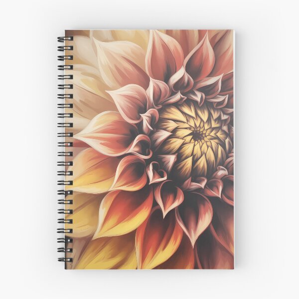 Item preview, Dahlia Oil Painting — Macro Autumn Floral Wall Art Warm Red Orange Gold Botanical Print designed and sold by SellingWSarah17.