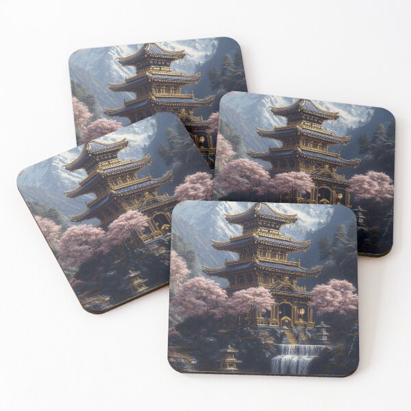 Item preview, Japanese Landscape Cherry Blossom Shrine Mount Waterfall Golden Temple designed and sold by juniorcastros.