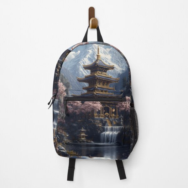 Item preview, Japanese Landscape Cherry Blossom Shrine Mount Waterfall Golden Temple designed and sold by juniorcastros.