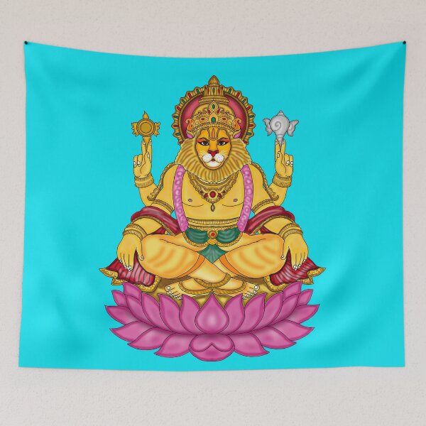 Item preview, Lord Narasimha Artwork | Fierce Hindu God Digital Painting Illustration designed and sold by Harshit_Digital_Arts.
