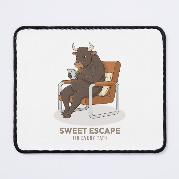 Item preview, Bull Relaxing Gaming Illustration Vintage Aesthetic designed and sold by Cozy Vintage Animal.