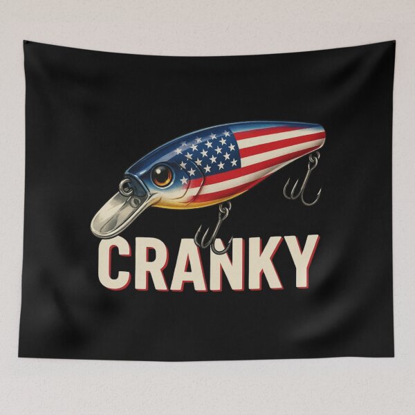 Item preview, Cranky USA Flag Funny Crankbait Fishing Lure Fathers Day designed and sold by Dabbing Turtle Designs.