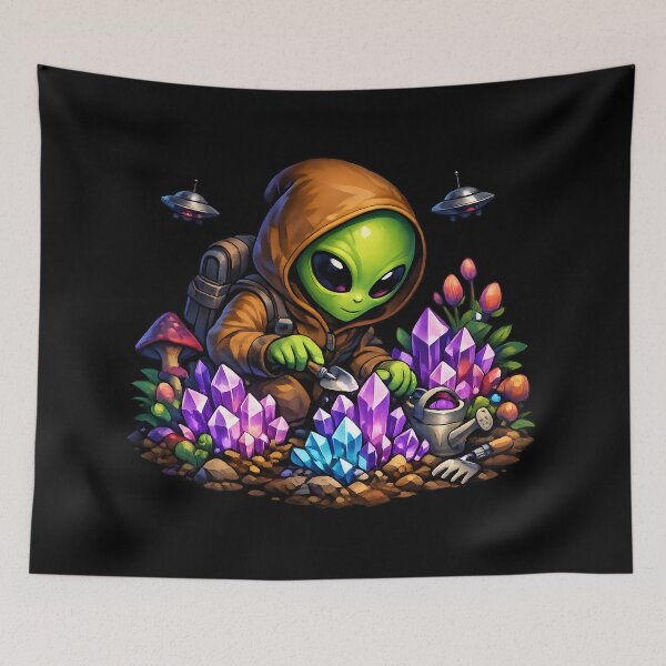 Item preview, Alien Crystal Gardener – Space Garden Premium Illustration designed and sold by builtforyou.