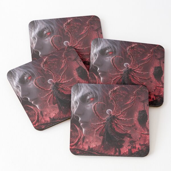 Item preview, Dark Crimson Ghoul Anime Warrior | Red Eye Fantasy Gothic Aesthetic Art Print designed and sold by Dyan4.