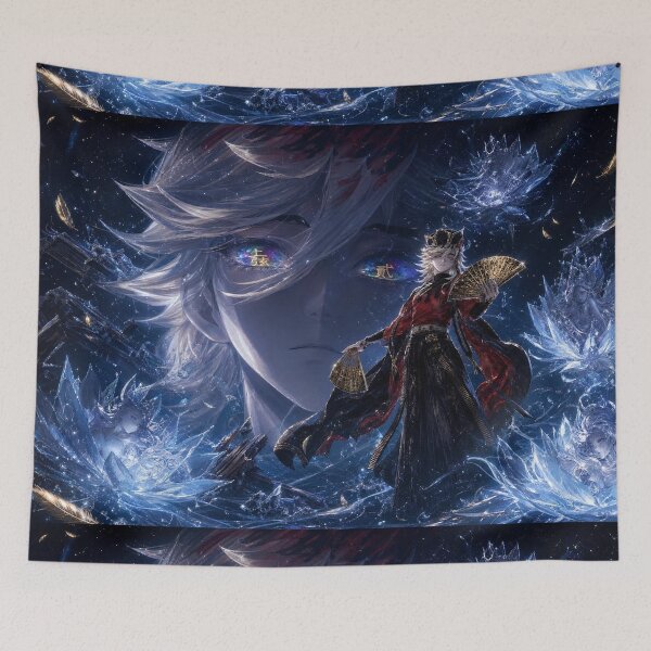 Item preview, Celestial Ice Monarch Anime Fantasy | Cosmic Lotus Warrior Aesthetic Art Print designed and sold by Dyan4.
