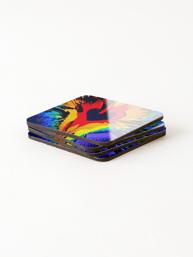 Thumbnail 4 of 5, Coasters (Set of 4), Colorful Exploding Heart; designed and sold by StickerApe.