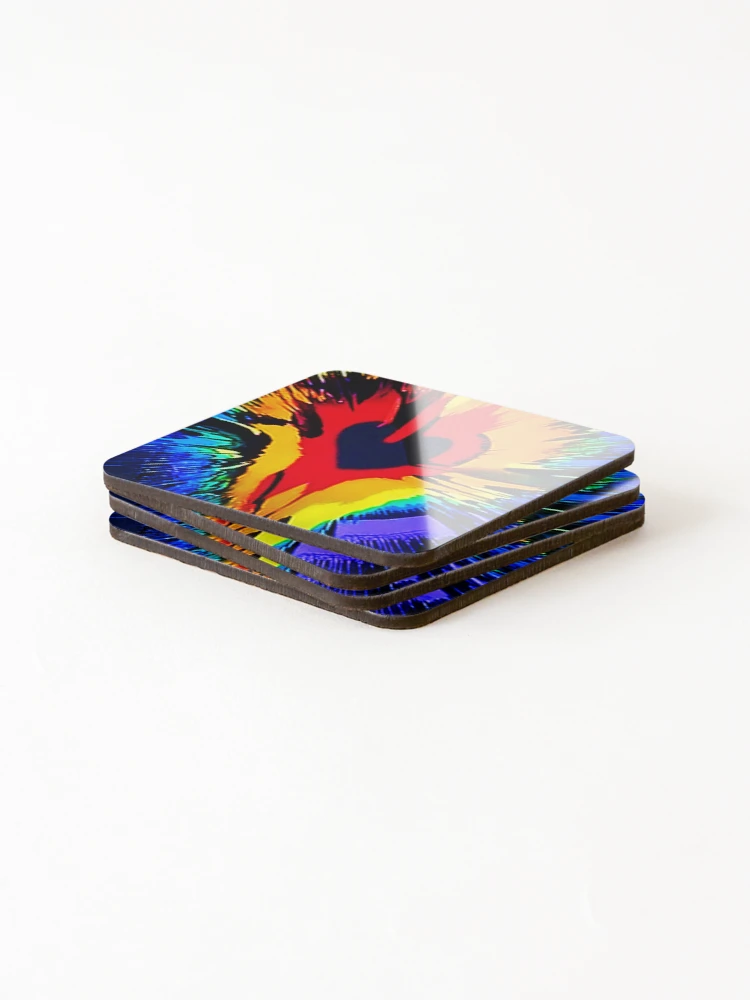 Thumbnail 4 of 5, Coasters (Set of 4), Colorful Exploding Heart; designed and sold by StickerApe.