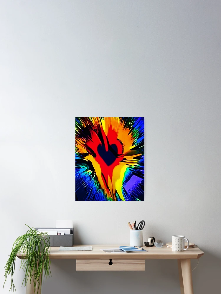 Thumbnail 2 of 3, Poster, Colorful Exploding Heart; designed and sold by StickerApe.