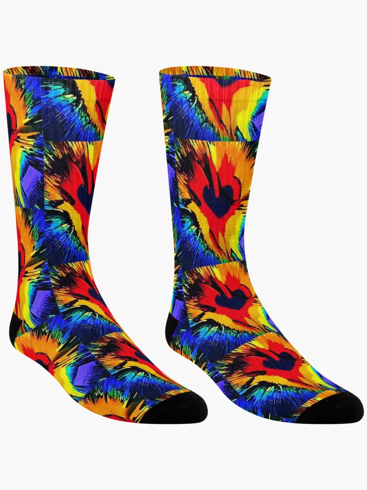 Thumbnail 3 of 5, Socks, Colorful Exploding Heart; designed and sold by StickerApe.