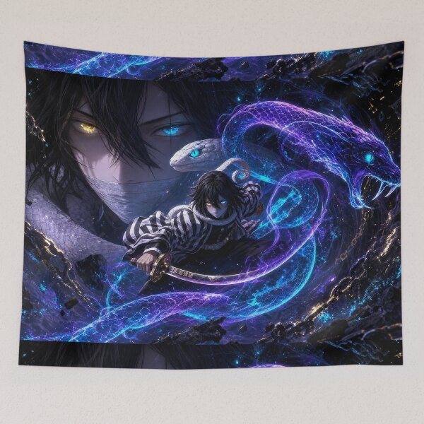 Item preview, Mystic Serpent Swordsman Anime Fantasy | Cosmic Snake Warrior Dark Aesthetic Art Print designed and sold by Dyan4.