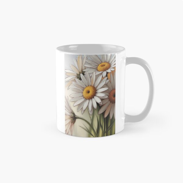 Item preview, White Daisy Oil Painting — Cheerful Botanical Wall Art Yellow Center Wildflower Bouquet Print designed and sold by SellingWSarah17.