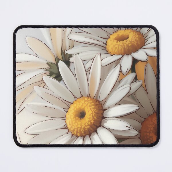 Item preview, White Daisy Oil Painting — Cheerful Botanical Wall Art Yellow Center Wildflower Bouquet Print designed and sold by SellingWSarah17.