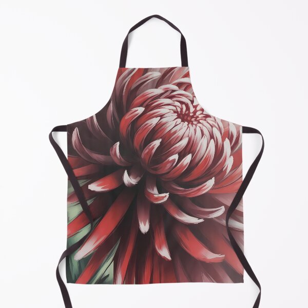 Item preview, Red Chrysanthemum Oil Painting — Macro Floral Wall Art Crimson White Spider Mum Botanical Print designed and sold by SellingWSarah17.