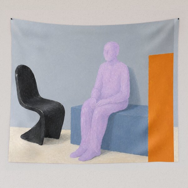 Item preview, "Waiting Area" – Minimalist Abstract Figure Art designed and sold by Moodzu.