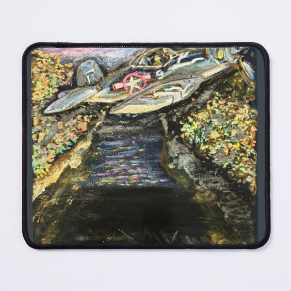 Item preview, Fall in Connecticut flying over the river in a F4 Corsair plane oil pastel original  designed and sold by Paintingladycat.