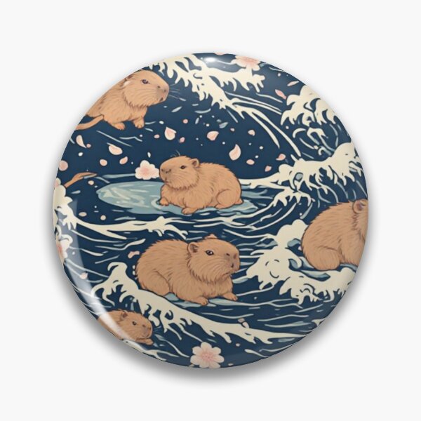 Item preview, Zen Capybara Ukiyo-e Ocean Wave Artistic Pattern designed and sold by thepixelcloset.