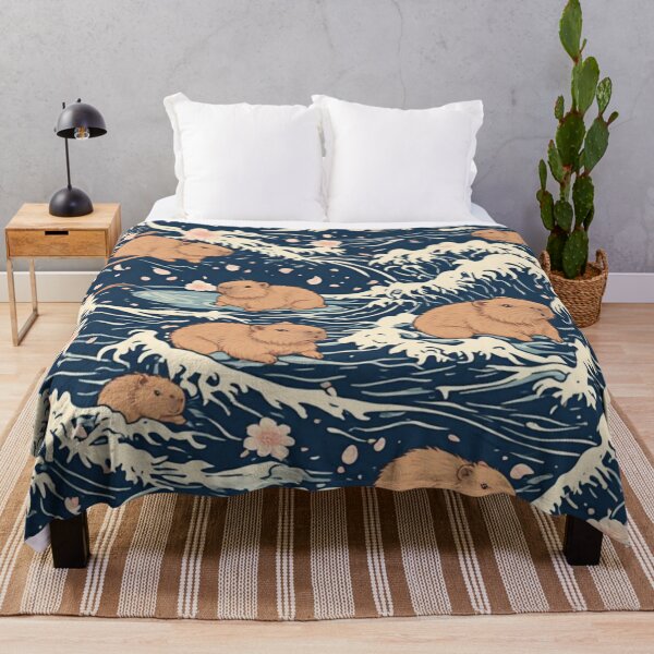 Item preview, Zen Capybara Ukiyo-e Ocean Wave Artistic Pattern designed and sold by thepixelcloset.