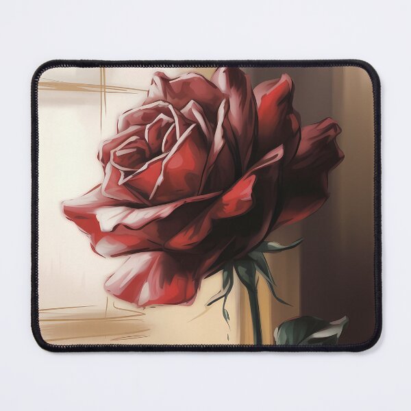 Item preview, Single Red Rose Oil Painting — Romantic Window Light Floral Wall Art Botanical Stem Print designed and sold by SellingWSarah17.