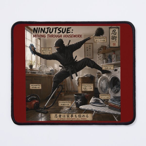 Item preview, Ninjutsue Moving Through Housework Funny Ninja Pun Design designed and sold by Hornace88studio.
