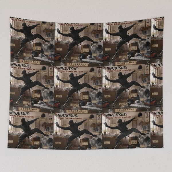 Item preview, Ninjutsue Moving Through Housework Funny Ninja Pun Design designed and sold by Hornace88studio.