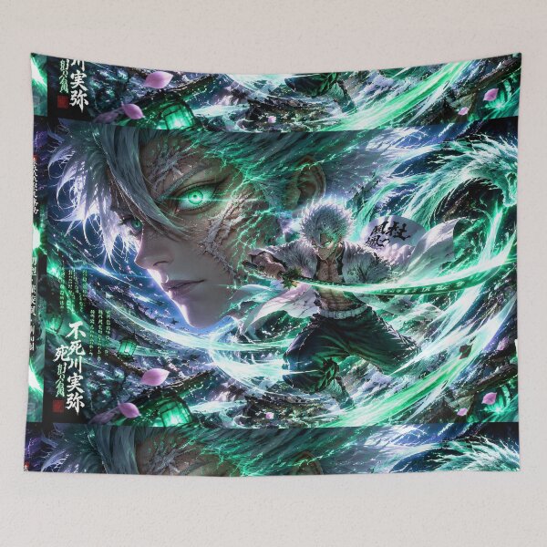 Item preview, Emerald Wind Dragon Swordsman | Epic Anime Samurai Fantasy Wall Art designed and sold by Dyan4.