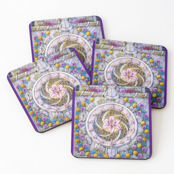 Item preview, FLOWERS ON THE CASTLE WALL (Stained Glass Effect) designed and sold by RiverDeeDesigns.