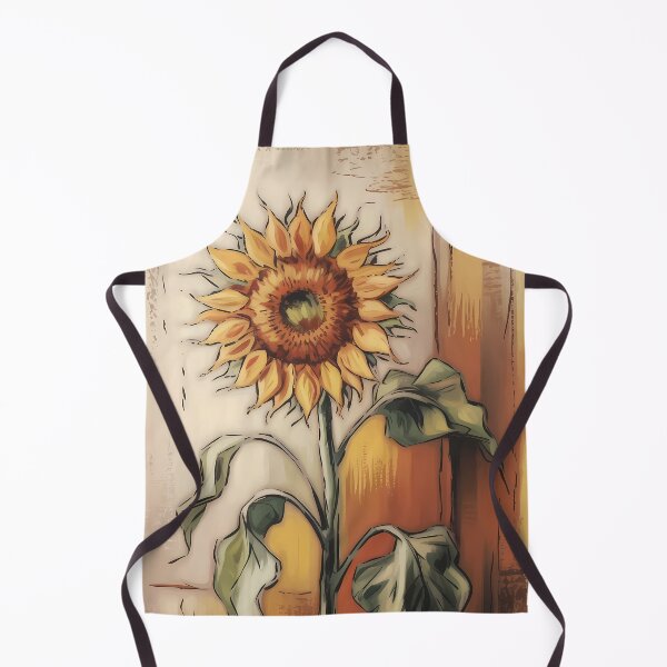 Item preview, Sunflower Oil Painting — Rustic Farmhouse Wall Art Warm Yellow Ochre Botanical Stem Print designed and sold by SellingWSarah17.