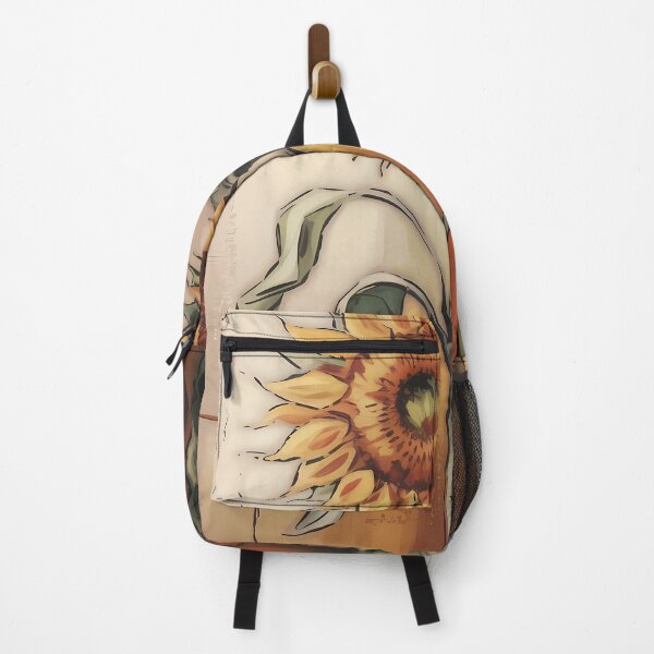Item preview, Sunflower Oil Painting — Rustic Farmhouse Wall Art Warm Yellow Ochre Botanical Stem Print designed and sold by SellingWSarah17.