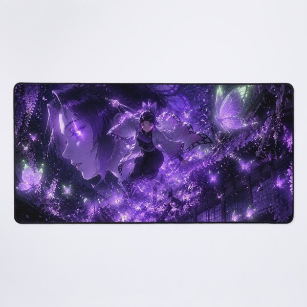 Item preview, Mystic Butterfly Swordswoman | Violet Fantasy Anime Aesthetic Wall Art designed and sold by Dyan4.