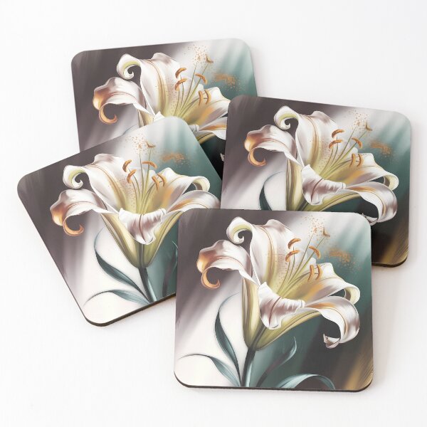 Item preview, White Lily Oil Painting on Dramatic Background designed and sold by SellingWSarah17.