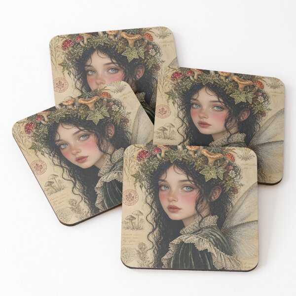 Item preview, Fairy Portrait with Mushroom Crown | Fairycore Aesthetic designed and sold by FaeCoreStudio.