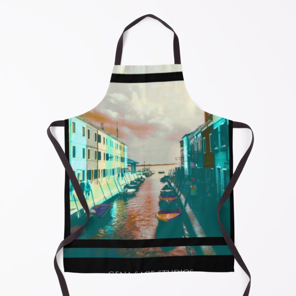 Item preview, Burano Venice Italy Canal Colorful Duotone Photo Print designed and sold by LilycraftCreate.