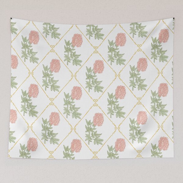 Item preview, Vintage peony flower diamond pattern designed and sold by LKL-Designs.