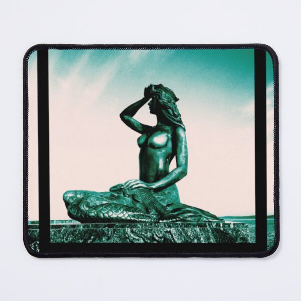 Item preview, Surreal Teal Mermaid Statue Ocean High Contrast Photography designed and sold by LilycraftCreate.