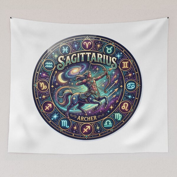 Item preview, Sagittarius Cosmic Zodiac Wheel Archer designed and sold by Zodiac Celestial Art.
